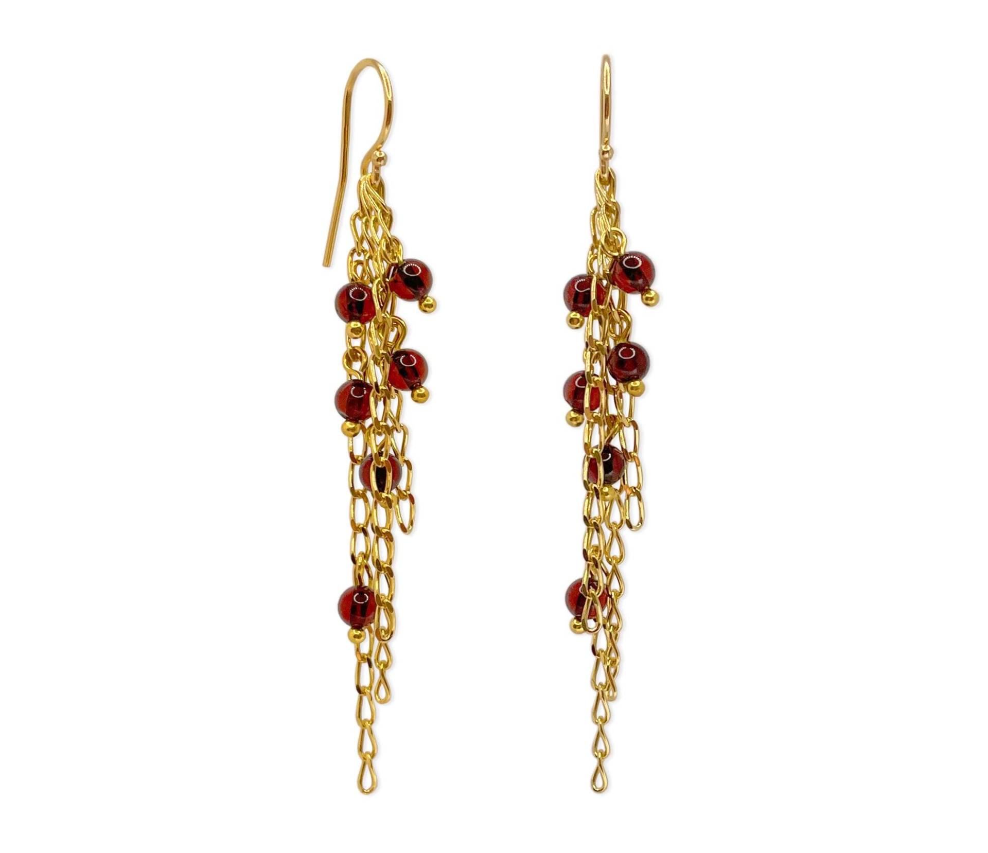 Lange Ohrringe Mit Vergoldeter 925 Silber Kette Und Bernstein in Kirschfarbe Lange Ohrringe Mit Vergoldeter 925 Silber Kette Und Bernstein in Kirschfarbe von HeliadenJewellery