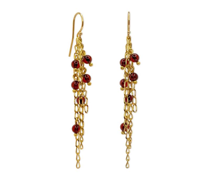 Lange Ohrringe Mit Vergoldeter 925 Silber Kette Und Bernstein in Kirschfarbe Lange Ohrringe Mit Vergoldeter 925 Silber Kette Und Bernstein in Kirschfarbe von HeliadenJewellery