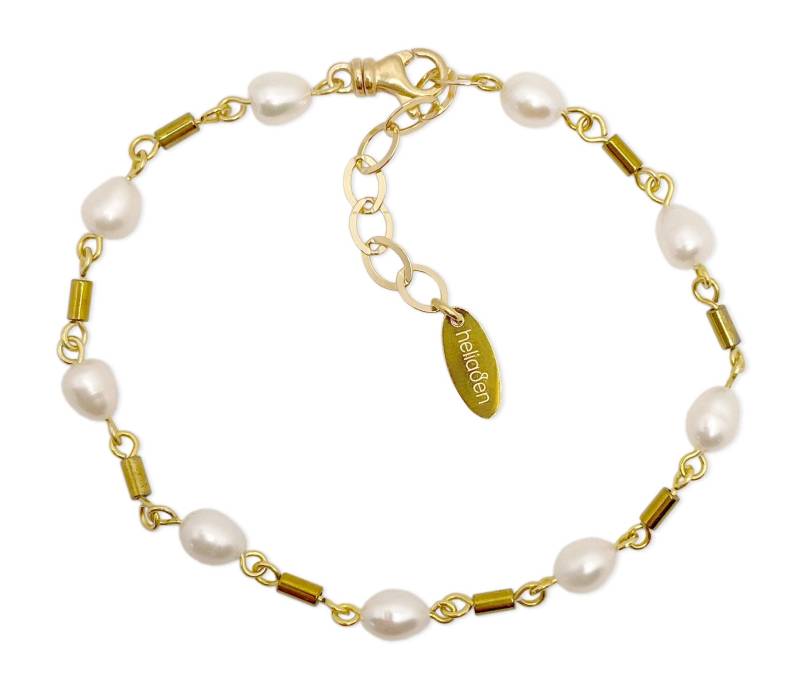 Vergoldetes 925 Silber Armband Mit Hämatit Und Zuchtperlen Vergoldetes 925 Silber Armband Mit Hämatit Und Zuchtperlen von HeliadenJewellery