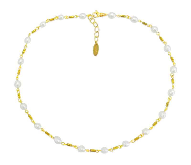 Vergoldetes 925 Silber Collier Mit Hämatit Und Weißen Zuchtperlen Vergoldetes 925 Silber Collier Mit Hämatit Und Weißen Zuchtperlen von HeliadenJewellery