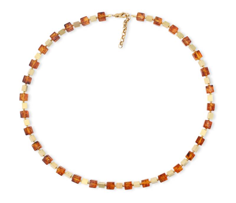 Bernstein-Cube Collier Mit Vergoldeten 925 Silber Dreiecken Bernstein-Cube Collier Mit Vergoldeten 925 Silber Dreiecken von HeliadenJewellery