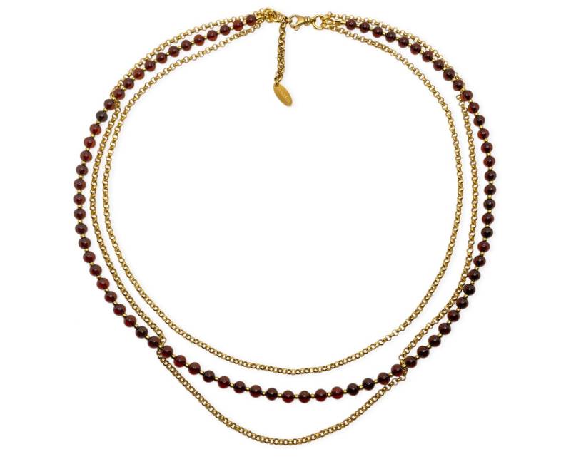 Mehrreihiges Collier Mit Kirsch Bernstein Und 925 Sterling Silber von HeliadenJewellery