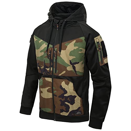 Helikon-Tex Herren Rogue Hoodie Full Zip Schwarz/US Woodland Größe 3XL von Helikon-Tex