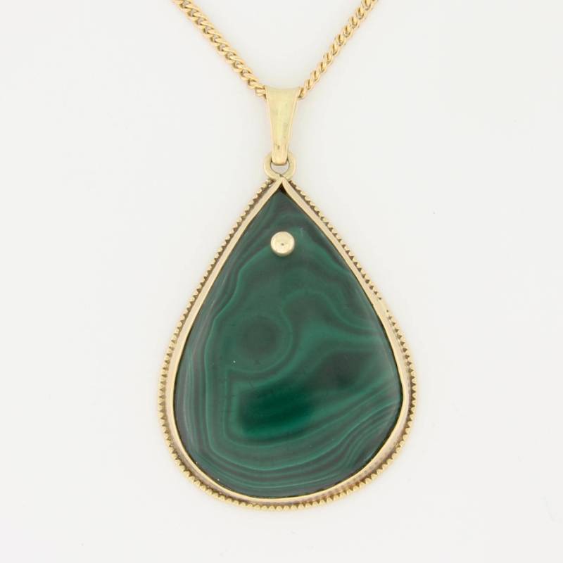 Vintage 14K Gold Malachit Anhänger, Teardrop 13Th Jubiläum Geschenk Schmuck, Heilstein Vintage 14K Gold Malachit Anhänger, Teardrop 13Th Jubiläum Geschenk Schmuck, Heilstein von Heliosvintage