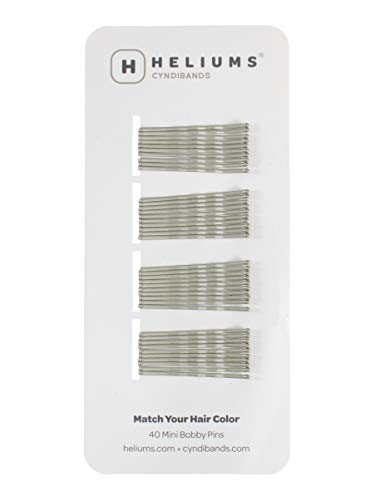 HELIUMS kleine Haarklemmen – Grau – gewellt 3,8cm Mini Bobby Pins für Damen & Kinder – Haarnadeln passend zu Deiner Haarfarbe –40 Stück von Heliums