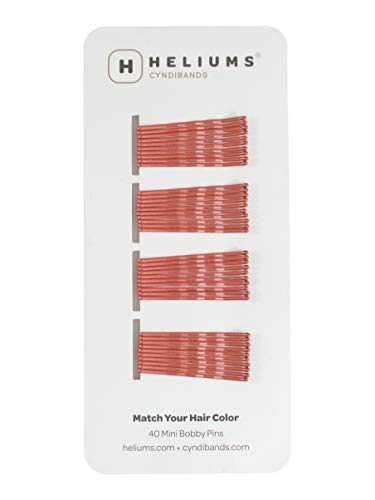 HELIUMS kleine Haarklemmen – Kastanienrot – gewellt 3,8cm Mini Bobby Pins für Damen & Kinder – Haarnadeln passend zu Deiner Haarfarbe – 40 Stück von Heliums