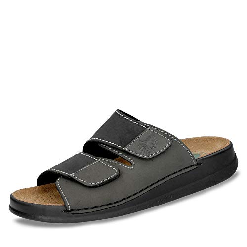 Helix Herren Pantolette schwarz Graphite Leder von Größe 41 bis 46, Herren Größen:45, Farben:schwarz von Helix