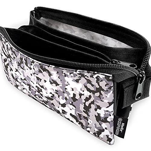 Helix Oxford Urban Federmäppchen, Leinen, drei Taschen, Camouflage-Grau, grau, 200mm x 110mm x 30mm, Klassisch von Helix