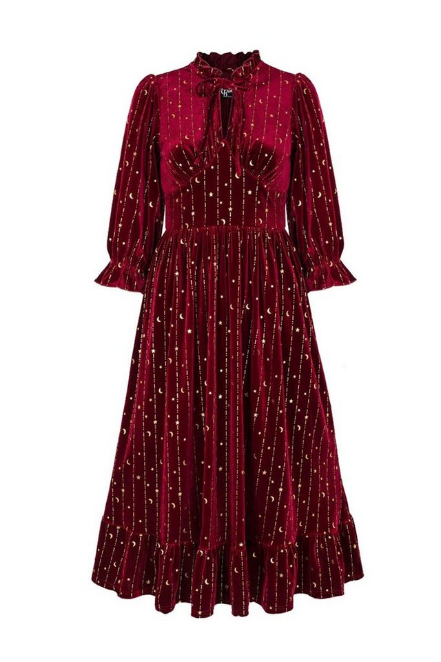 Hell Bunny A-Linien-Kleid Galactica Samt Dress Rot Gothic Sterne Mond Hell Bunny A-Linien-Kleid Galactica Samt Dress Rot Gothic Sterne Mond von Hell Bunny