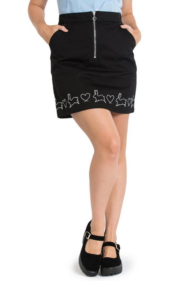 Hell Bunny A-Linien-Rock Hop Along Retro Vintage Besticktes Motiv von Hell Bunny