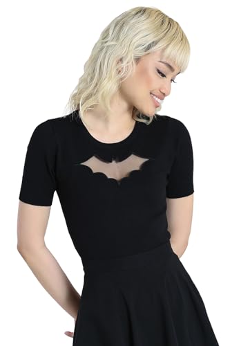 Hell Bunny Bat Top Frauen T-Shirt schwarz L 72% Viskose, 28% Nylon Rockabilly, Rockwear von Hell Bunny
