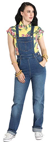 Hell Bunny Betty Bee Dungaree Frauen Jumpsuit blau L von Hell Bunny