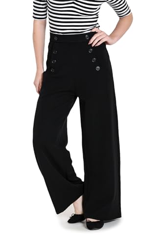 Hell Bunny Carlie Swing Trousers Frauen Stoffhose schwarz 3XL von Hell Bunny