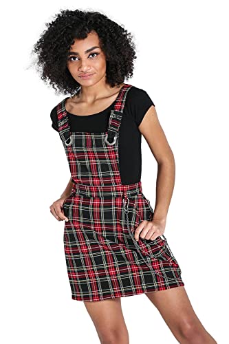 Hell Bunny Clash Pinafore Dress Frauen Mittellanges Kleid schwarz/rot L von Hell Bunny