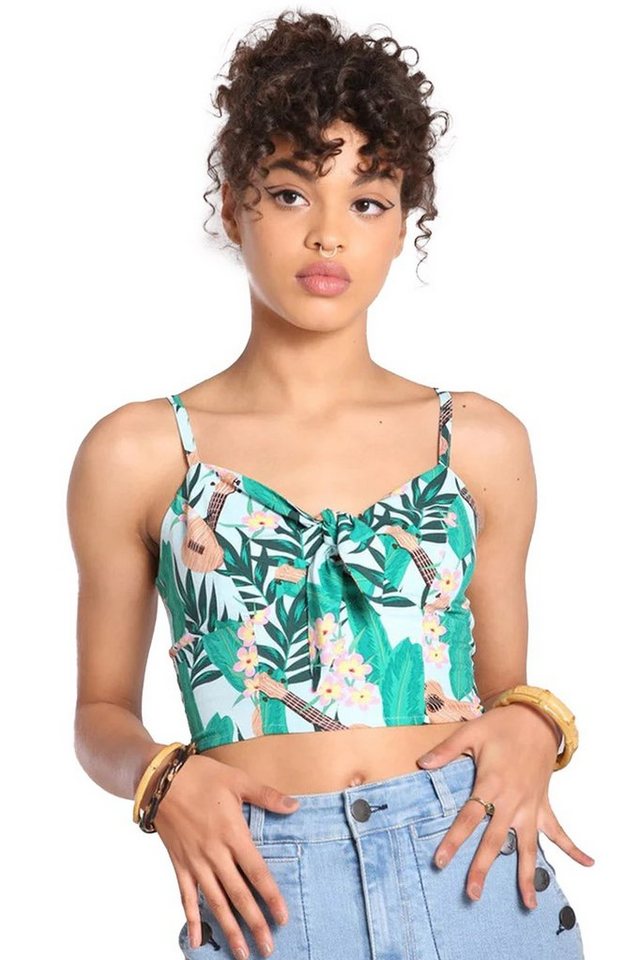 Hell Bunny Crop-Top Ululani Retro Vintage Tiki Blumen Hawaii Träger Top von Hell Bunny