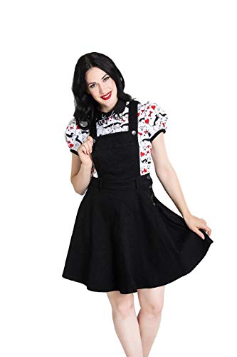 Hell Bunny Dakota Denim Pinafore Rockabilly Pinup Kleid - Schwarz (3XL - DE 46) von Ro Rox