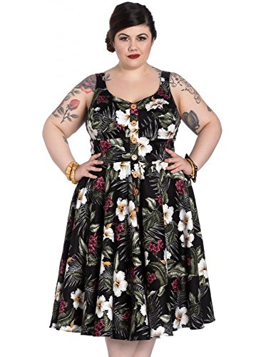 Hell Bunny Damen 50er Jahre Kleid Tahiti (Black, Large) von Hell Bunny