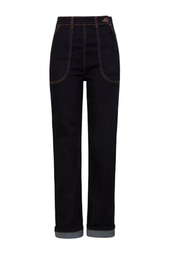 Hell Bunny Damen Hose Weston Denim Jeans (5XL, Dunkles Jeansblau) von Hell Bunny
