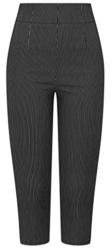 Hell Bunny Damen Jack Nadelstreifen Capri Cropped Hose - Schwarz, 10 von Hell Bunny