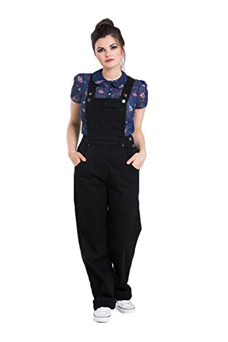 Hell Bunny Damen Latzhose Elly May Denim Dungarees 5474 (M, Schwarz) von Hell Bunny