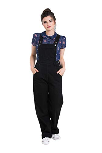 Hell Bunny Damen Latzhose Elly May Denim Dungarees 5474 (S, Schwarz) von Hell Bunny