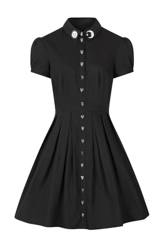 Hell Bunny Button Heart Frauen Mittellanges Kleid schwarz S von Hell Bunny