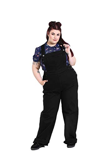 Hell Bunny Elly May Denim Jeans Dungarees Arbeitshose 40er 50er Jahre Vintage Retro Hose - Schwarz (4XL) von Hell Bunny