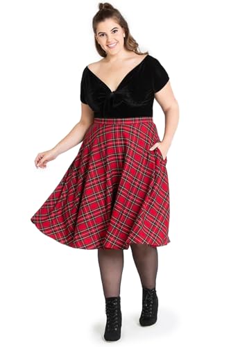 Hell Bunny Irvine Skirt Frauen Mittellanger Rock rot S von Hell Bunny