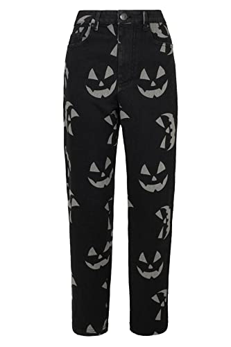 Hell Bunny Jack O Lantern Jeans Kürbis Strecken Denim Halloween Gotisch, Grau, L von Hell Bunny