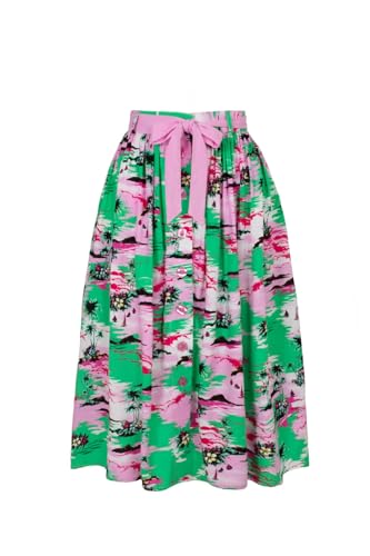 Hell Bunny Kai Skirt Frauen Mittellanger Rock Multicolor M 100% Viskose Basics, Hochzeit von Hell Bunny