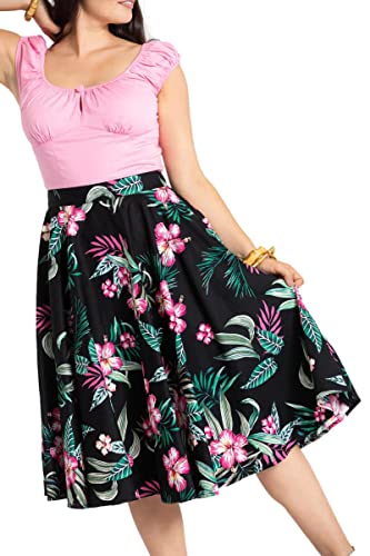 Hell Bunny Kalani 50's Skirt Frauen Mittellanger Rock schwarz S von Hell Bunny