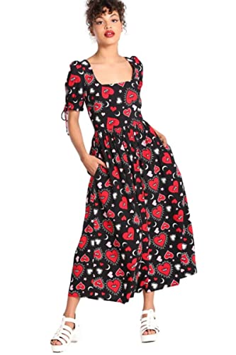 Hell Bunny Kate Heart Dress Frauen Langes Kleid schwarz/rot M von Hell Bunny