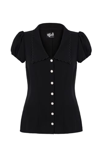 Hell Bunny Maddy Blouse Frauen Bluse schwarz M 100% Polyester Rockabilly von Hell Bunny