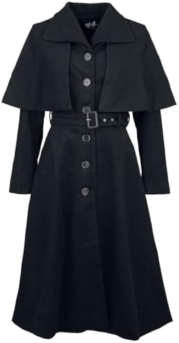 Hell Bunny Mantel Ingrid Coat Übergangsmantel mit Cape Vintage Retro Gürtel Lang, Größe:XXL von Hell Bunny