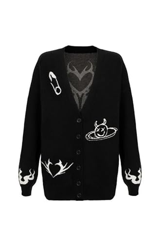 Hell Bunny Mercy Cardigan Frauen Cardigan schwarz/weiß 4XL von Hell Bunny