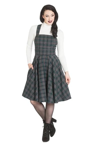 Hell Bunny Peebles Pinafore Dress Frauen Mittellanges Kleid grün L von Hell Bunny