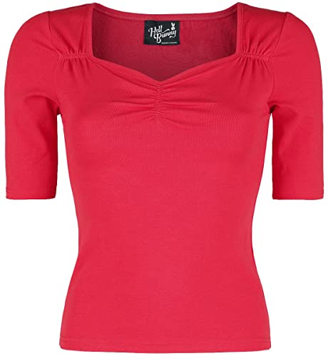 Hell Bunny Philippa 50s Vintage Style Stretch Jersey Top - Rot, 18 von Hell Bunny