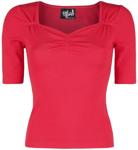 Hell Bunny Philippa 50s Vintage Style Stretch Jersey Top - Rot, 22 von Hell Bunny