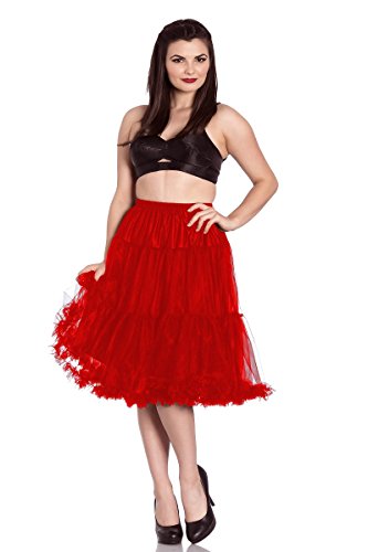 Hell Bunny Polly Long TŸll Petticoat Swing Flare Rock 50er Jahre Rockabilly Vintage - Rot ((3XL/4XL - DE 46-48) von Hell Bunny