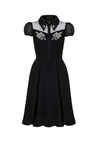 Hell Bunny Roesia Dress Frauen Mittellanges Kleid schwarz XS von Hell Bunny