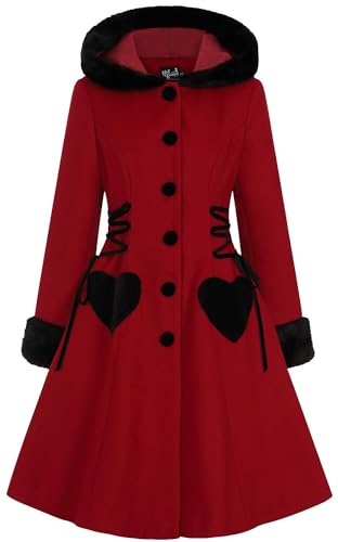 Hell Bunny Scarlett Coat Frauen Mantel rot/schwarz 4XL von Hell Bunny