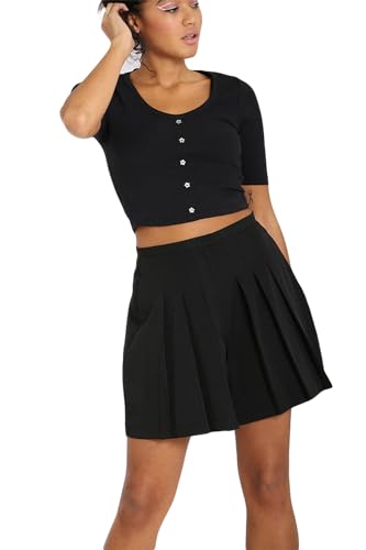 Hell Bunny Shorts Skipper Kurze Hose Plissiert Retro Skort Minirock Optik, Größe:XL von Hell Bunny