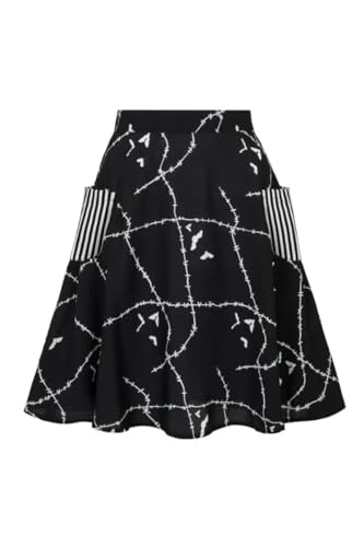 Hell Bunny Stitches Rock Gotisch Kontrast Fledermaus Gestreifte Taschen Mini Sexy, Schwarz, 3XL von Hell Bunny