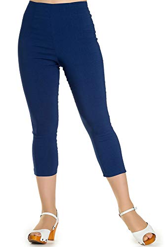 Hell Bunny Tina 50er Jahre Vintage Retro Style Capri Hose 3/4 Länge Dreiviertelhosen - Marineblau (4XL - 48-50) von Hell Bunny