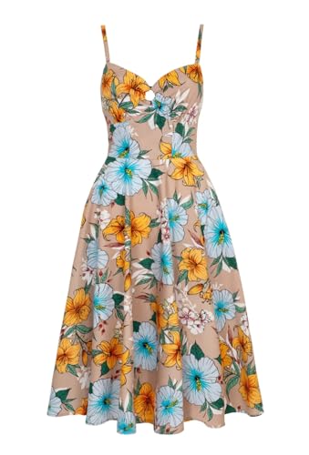 Hell Bunny Träger Kleid Pattaya Retro Blumenmuster Vintage Tropical Flowers Dress, Größe:S Hell Bunny Träger Kleid Pattaya Retro Blumenmuster Vintage Tropical Flowers Dress, Größe:S von Hell Bunny