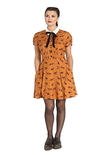 Hell-Bunny Vixey Fuchs 1960er Jahre Vintage Retro Kleid - Braun (2XL) von Hell Bunny