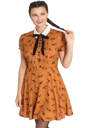 Hell-Bunny Vixey Fuchs 1960er Jahre Vintage Retro Kleid - Braun (M) von Hell Bunny