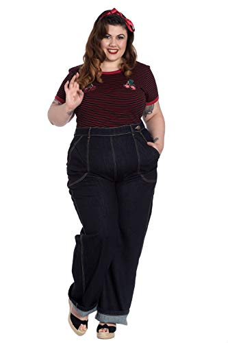 Hell Bunny Weston Denim Jeans 40er 50er Jahre Vintage Retro Rockabilly Hose - Marineblau (4XL) von Hell Bunny