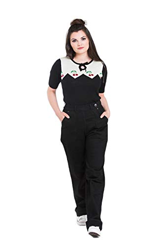 Hell Bunny Weston Denim Jeans 40er 50er Vintage Retro Rockabilly Hose Pants, Schwarz, 48 Plus von Hell Bunny