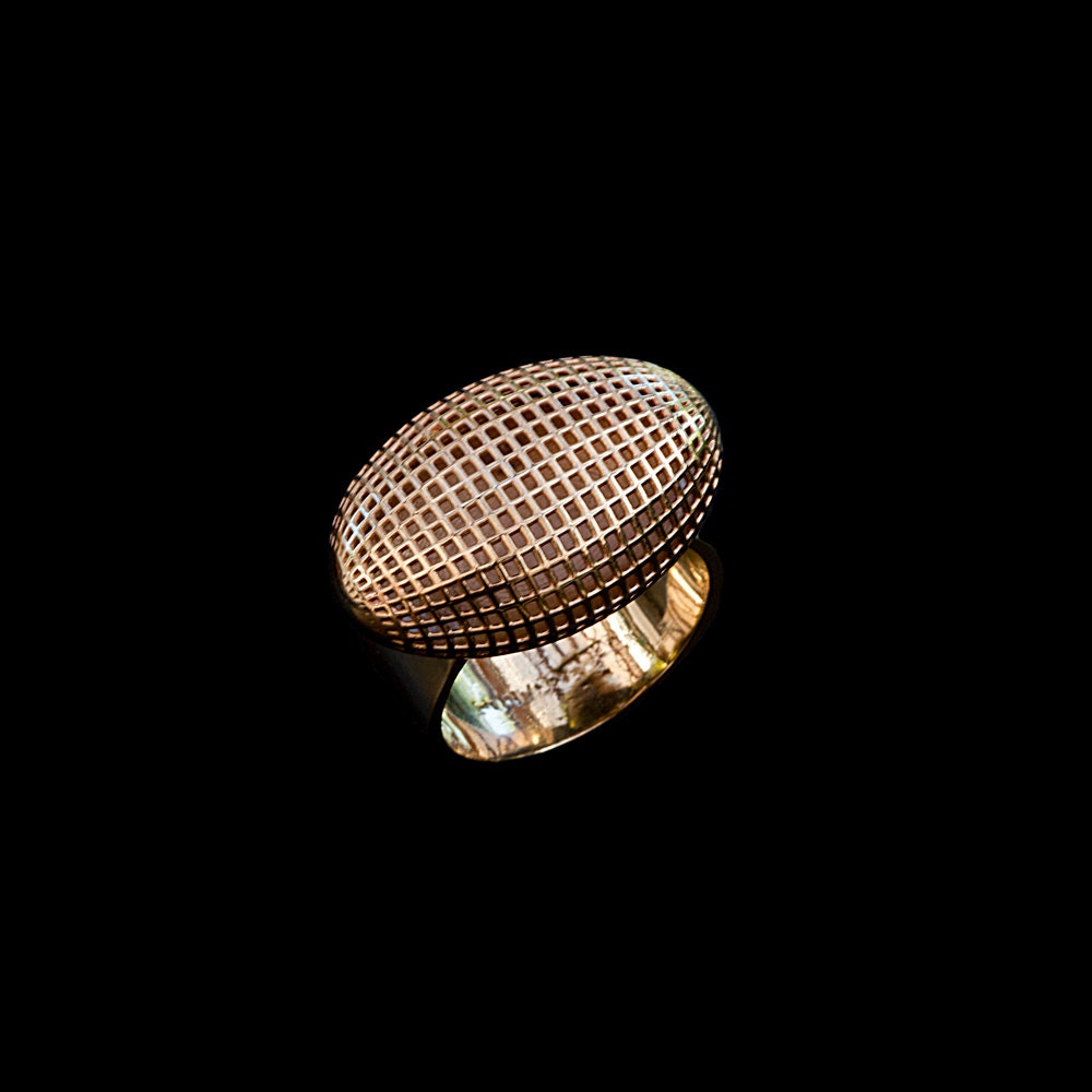 14K Baseball Ring, Mutiges Ei Cocktail Goldring von HellaGanorJewelry
